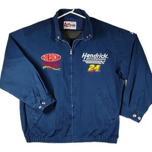 VTG Jeff Gordon NASCAR Chase Authentics Dark Blue Denim Full Zip Jacket Size XL